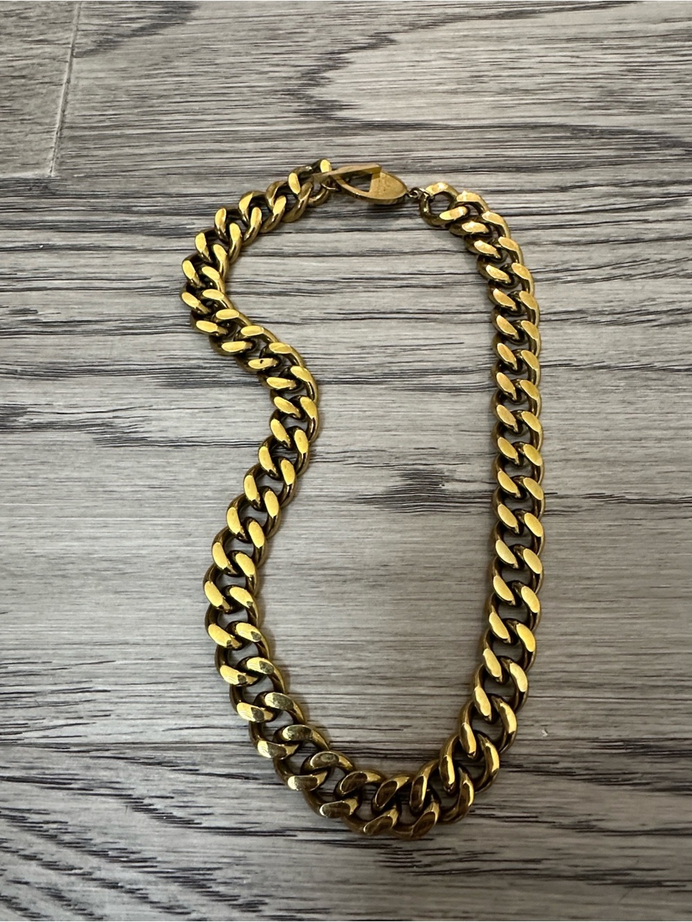 Centre - Polished Gold Tone 
Curb Chain Necklace for Women